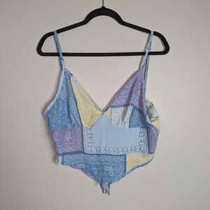 L Jacaranda Paisley Colorblock Bandana Top